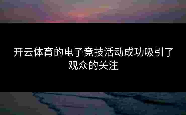 开云体育的电子竞技活动成功吸引了观众的关注