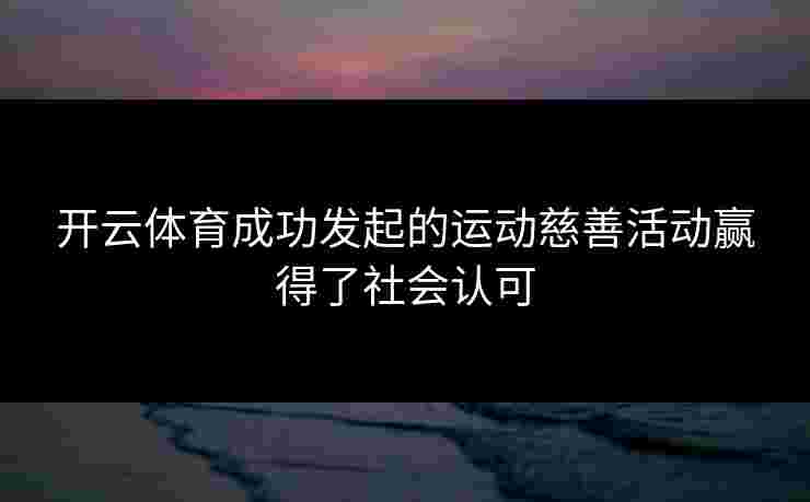 开云体育成功发起的运动慈善活动赢得了社会认可
