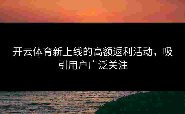 开云体育新上线的高额返利活动，吸引用户广泛关注